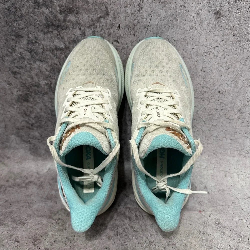 Hoka Clifton 9 Womens Size 8 Frost Rose Gold Running Shoes 1127896 FTRS Mesh